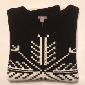 NWT J. Jill Black/Ivory Long Sleeve Sweater